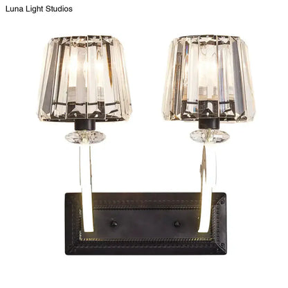 Minimal Black Crystal Wall Lamp With Cone Shade