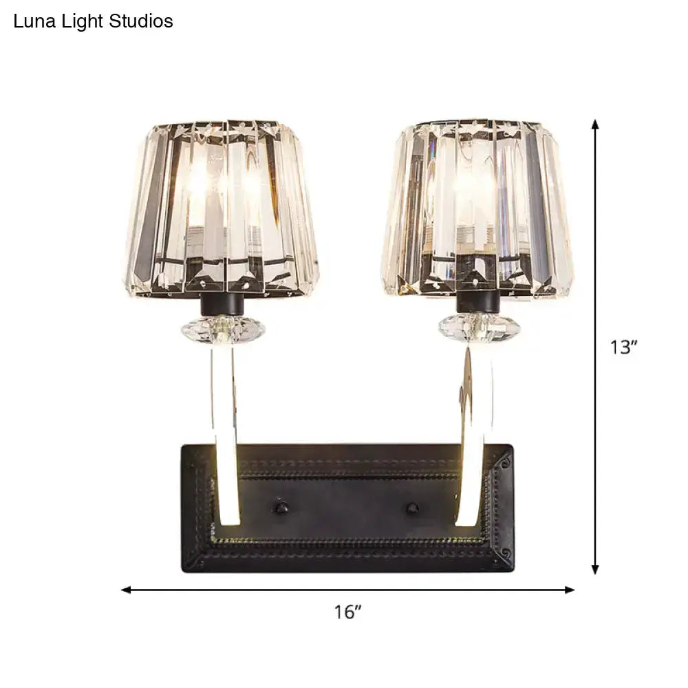 Minimal Black Crystal Wall Lamp With Cone Shade