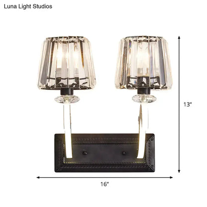 Minimal Black Crystal Wall Lamp With Cone Shade