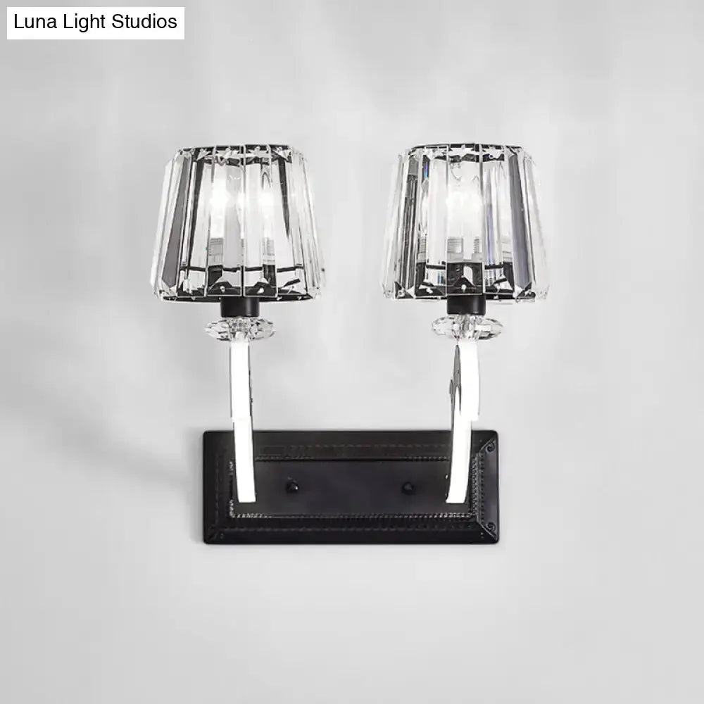 Minimal Black Crystal Wall Lamp With Cone Shade