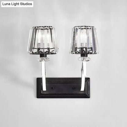 Minimal Black Crystal Wall Lamp With Cone Shade