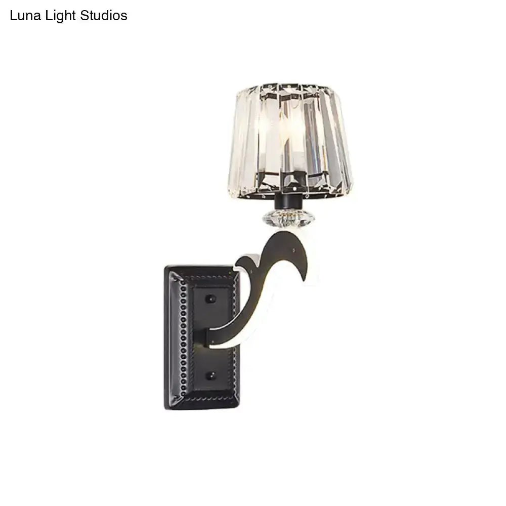 Minimal Black Crystal Wall Lamp With Cone Shade