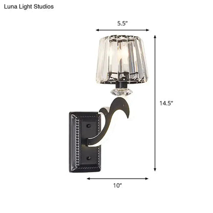 Minimal Black Crystal Wall Lamp With Cone Shade