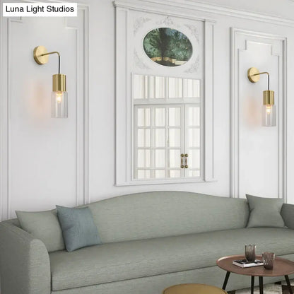 Brass glass wall sconces with curved arm design, pair Decorbites on Tampa Home & Garden Store