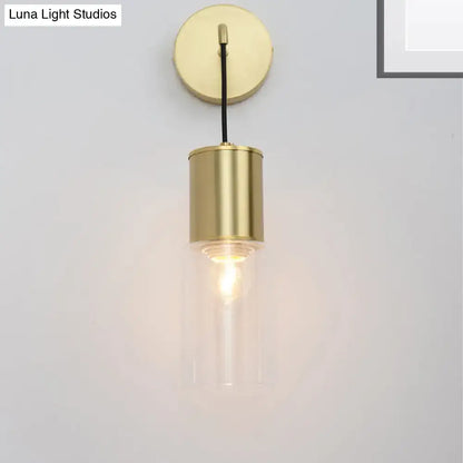 Brass glass wall sconce curved arm design by Decorbites on Tampa Home & Garden Store