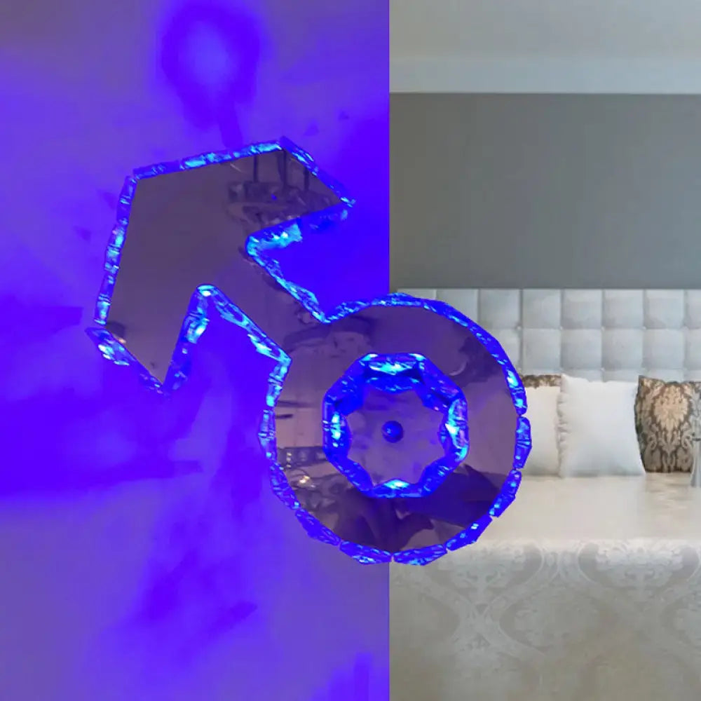 Chrome faceted crystal wall light with blue LED glow by Decorbites on Tampa Home & Garden Store