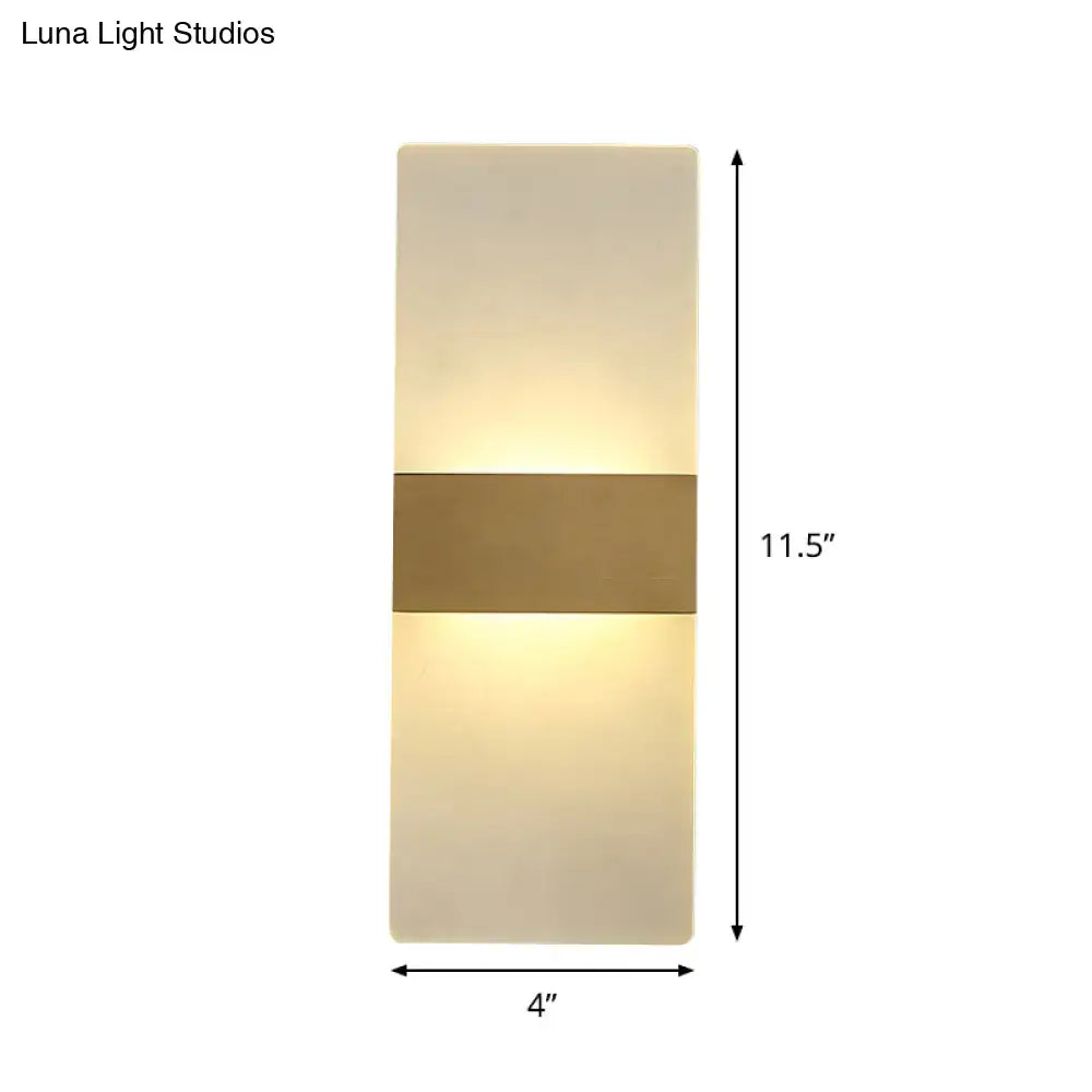 Gold acrylic direct-wired wall sconce with a center band, 11.5 in tall by 4 in wide Decorbites on Tampa Home & Garden Store
