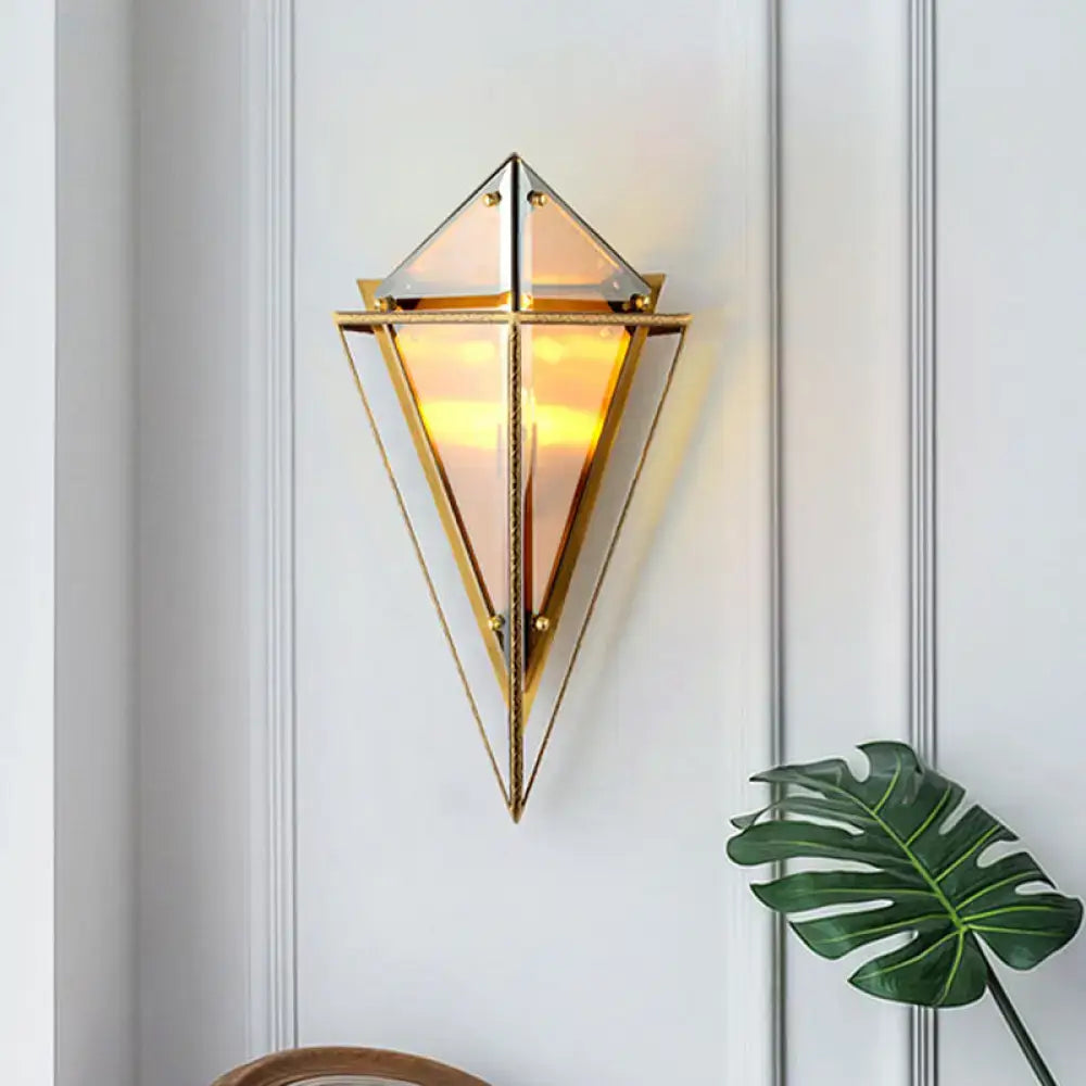 Amber Crystal Wall Light by Decorbites, brass diamond frame with glass panels, wall mount on Tampa Home & Garden Store