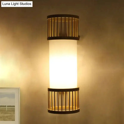 Minimalist Bamboo Cylinder Shade Wall Sconce