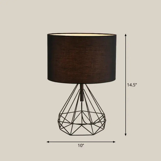 Geometric table lamp by Decorbites with black metal frame and brown fabric shade on Tampa Home & Garden Store