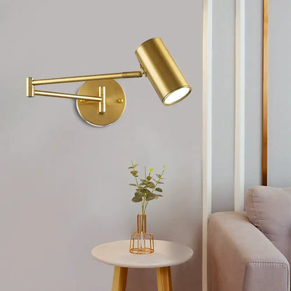 Black Gold Cylinder Wall Light by Decorbites, brass finish wall lamp with adjustable arm on Tampa Home & Garden Store