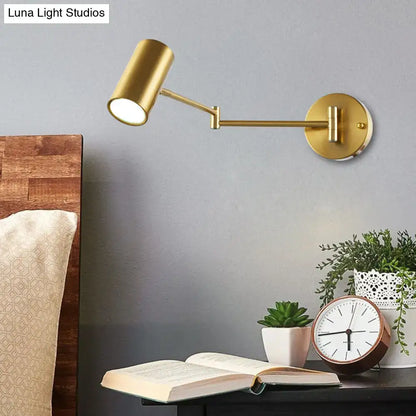 Black Gold Cylinder Wall Light brass wall-mounted adjustable lamp with cylindrical shade on Tampa Home & Garden Store