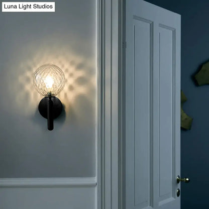 Black Ball Wall Sconce with clear glass orb shade, black metal mount Decorbites on Tampa Home & Garden Store