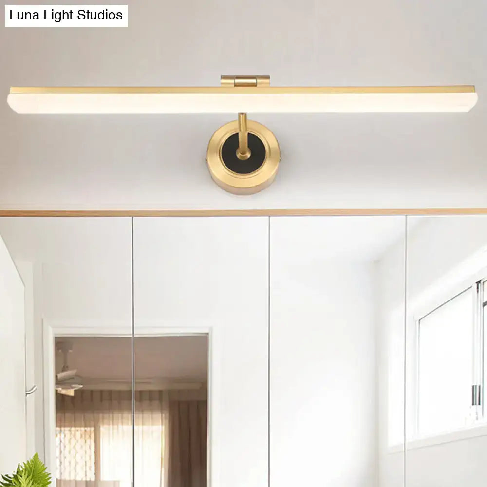 Minimalist black and brass swing-arm vanity light, wall-mounted in bathroom, Decorbites on Tampa Home & Garden Store