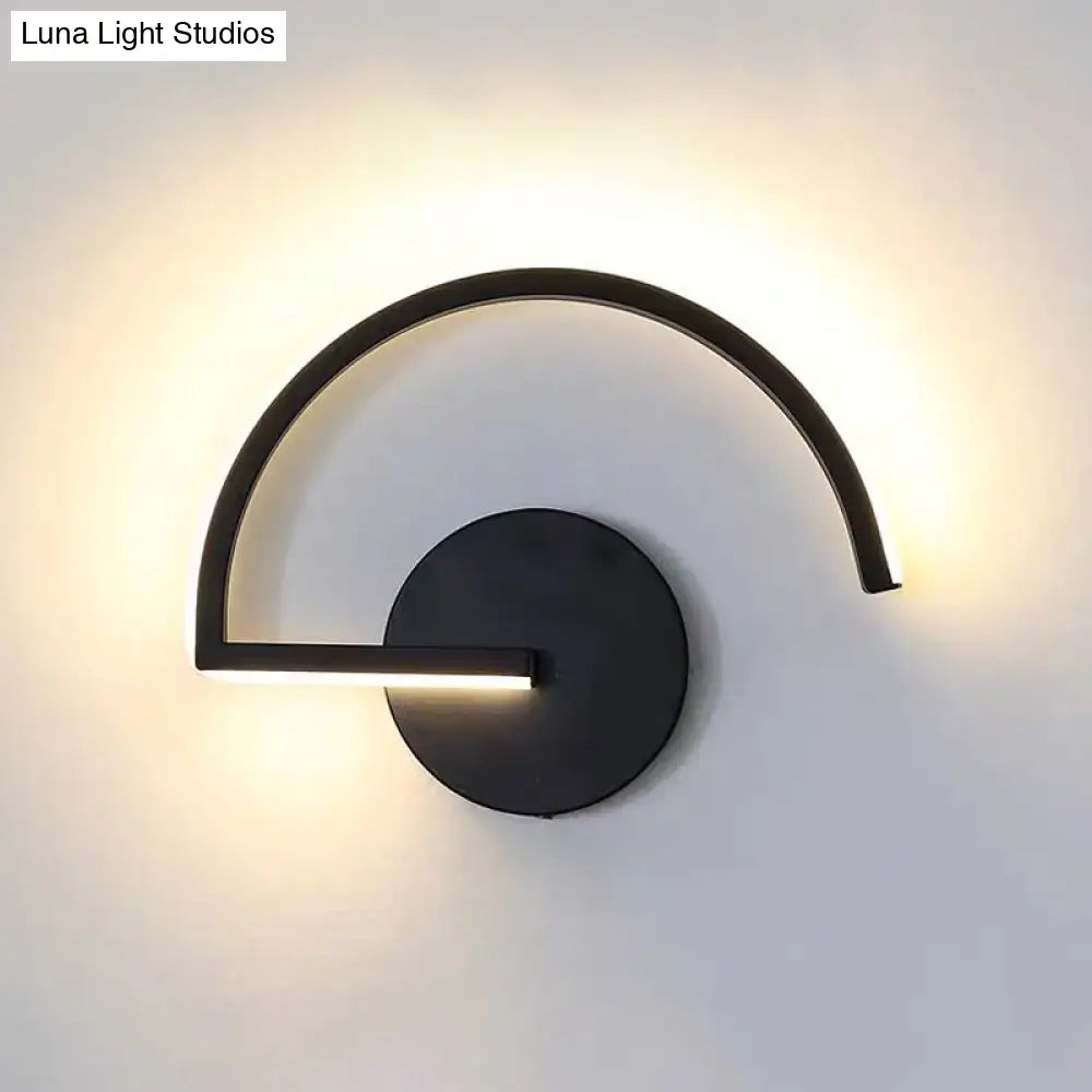 Black Curved Open-Frame Wall Sconce with circular backplate and built-in LED bar Decorbites on Tampa Home & Garden Store