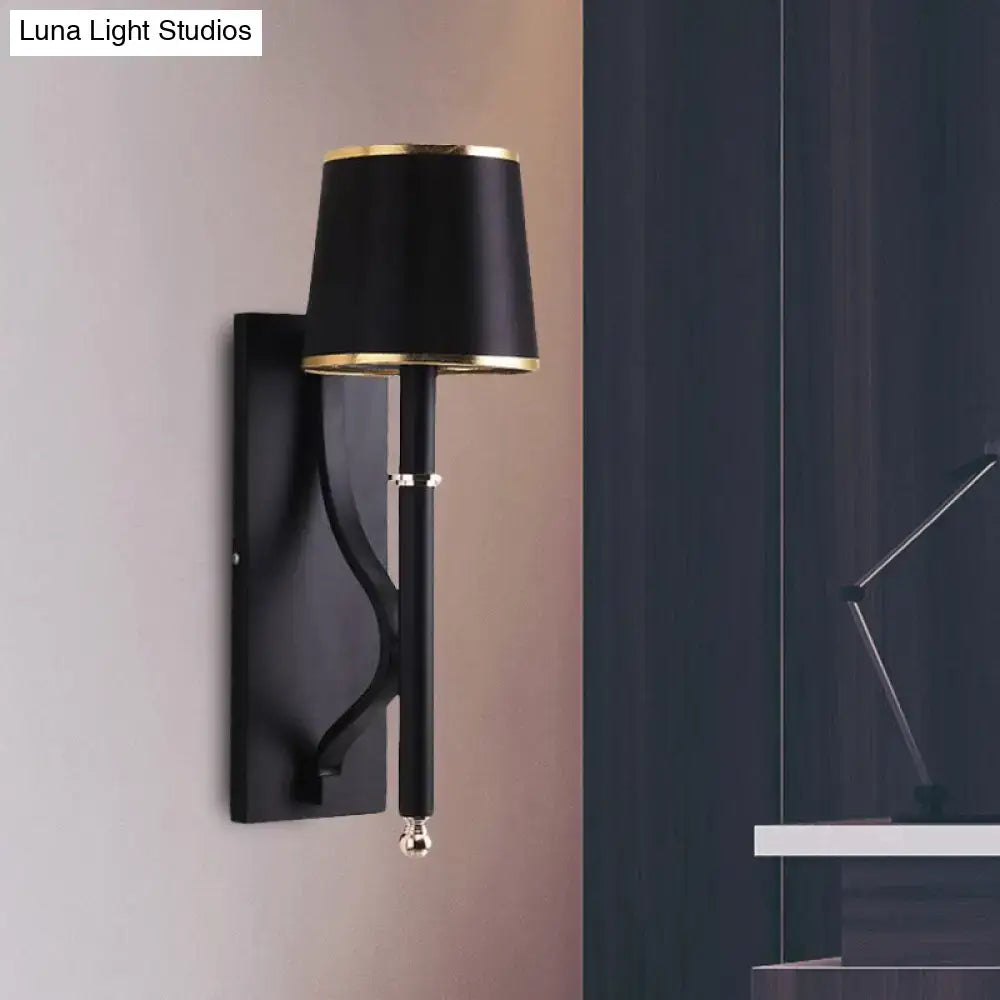 Black Flaxen Cone Wall Sconce by Decorbites with black shade and gold trim on Tampa Home & Garden Store