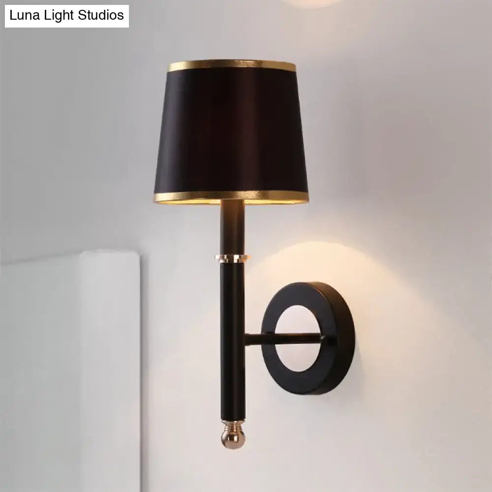 Black Flaxen Cone Wall Sconce with gold trim, black metal finish, Decorbites on Tampa Home & Garden Store