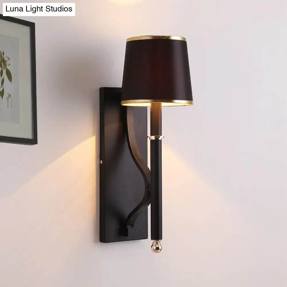 Black Flaxen Cone Wall Sconce by Decorbites; black shade with gold trim on Tampa Home & Garden Store