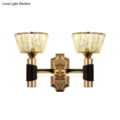 Black Gold Crystal Sconce by Decorbites, double-arm brass wall light with crystal glass shades on Tampa Home & Garden Store