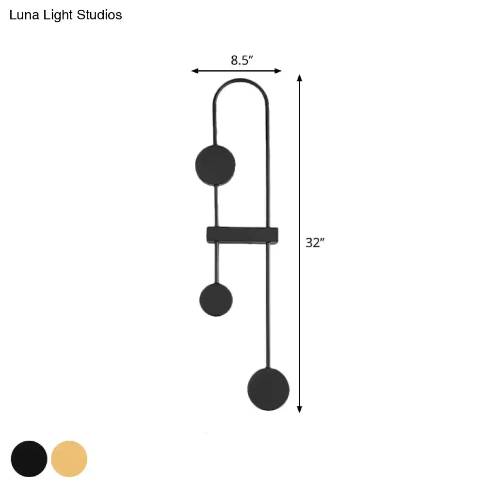 Black Gold Arched Sconce by Decorbites, black metal with hanging spheres, 32 inches tall on Tampa Home & Garden Store