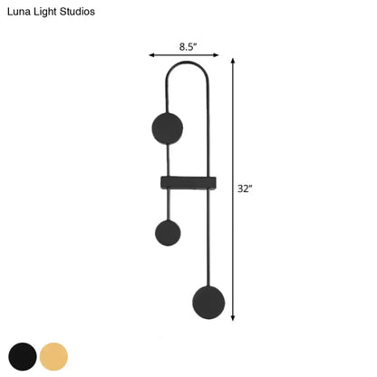Black Gold Arched Sconce by Decorbites, black metal with hanging spheres, 32 inches tall on Tampa Home & Garden Store