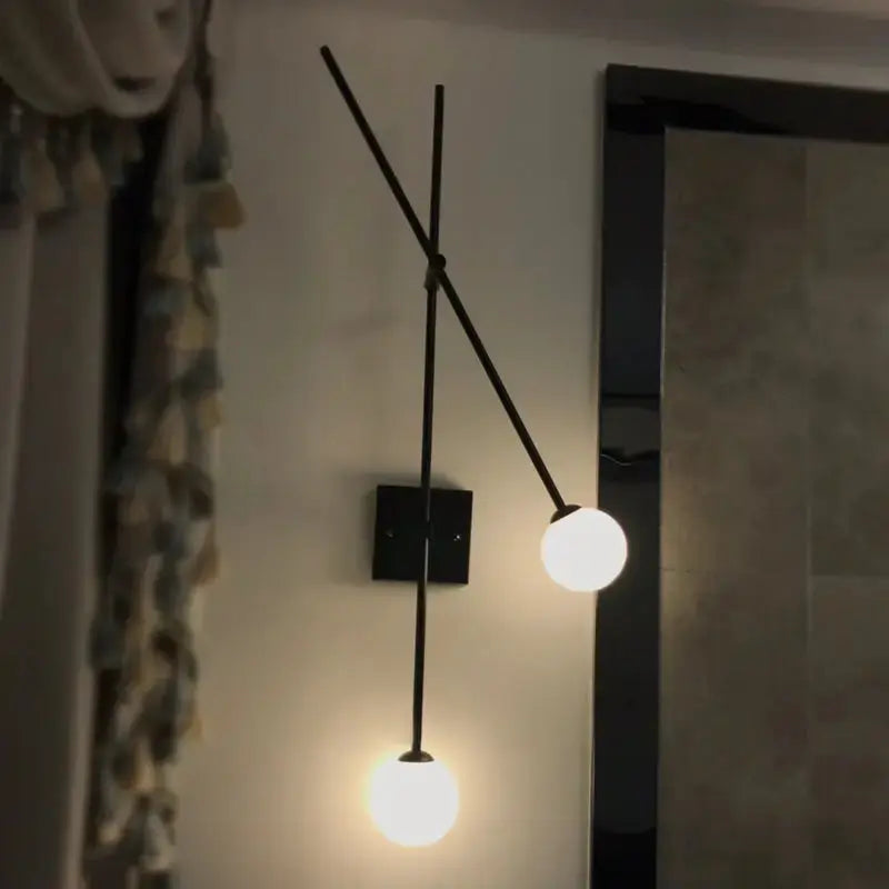 Decorbites minimalist black and gold opal glass bubble light sconce with two bulbs for bedroom on Tampa Home & Garden Store