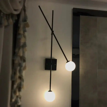 Decorbites minimalist black and gold opal glass bubble light sconce with two bulbs for bedroom on Tampa Home & Garden Store