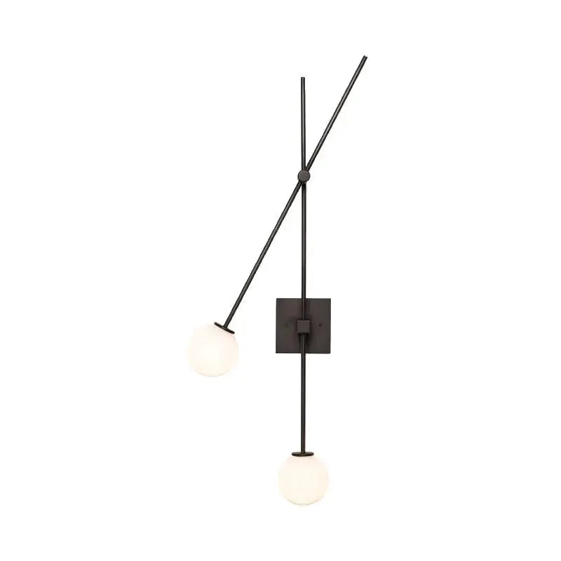 Minimalist black and gold opal glass bubble light sconce by Decorbites with two bulbs on Tampa Home & Garden Store
