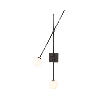 Minimalist black and gold opal glass bubble light sconce by Decorbites with two bulbs on Tampa Home & Garden Store