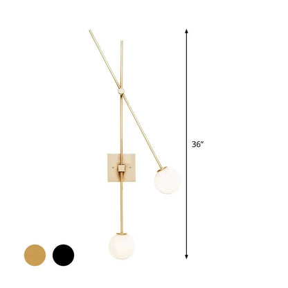 Decorbites minimalist black and gold opal glass bubble wall sconce with two globes on Tampa Home & Garden Store
