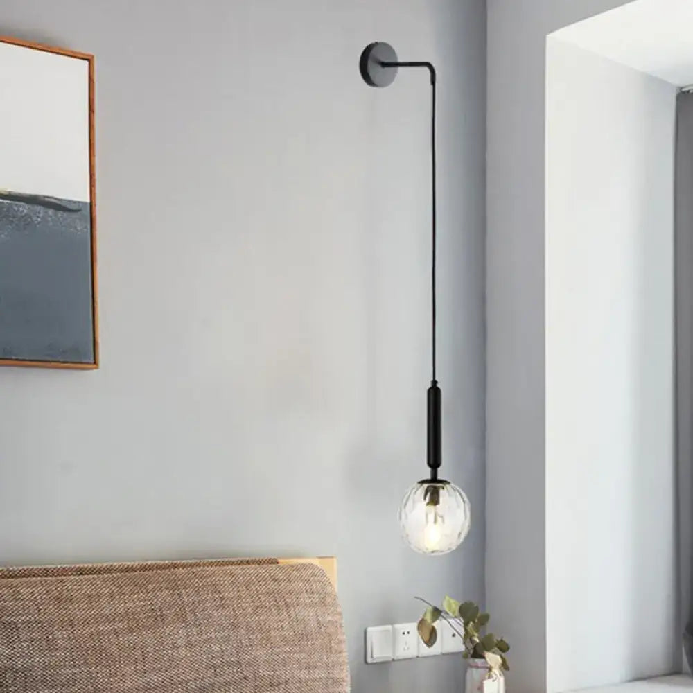 Black Gold Glass Globe Wall Sconce by Decorbites black cord pendant with clear glass globe on Tampa Home & Garden Store