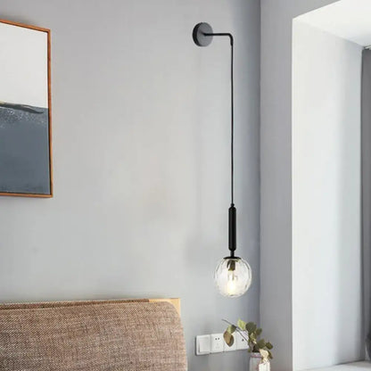 Black Gold Glass Globe Wall Sconce by Decorbites black cord pendant with clear glass globe on Tampa Home & Garden Store