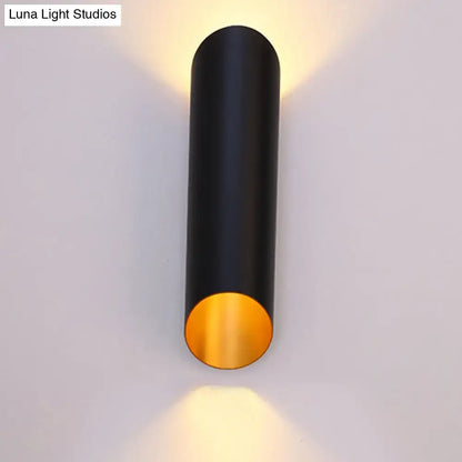 Black Gold Oblique Wall Light by Decorbites black cylindrical wall sconce with gold interior on Tampa Home & Garden Store