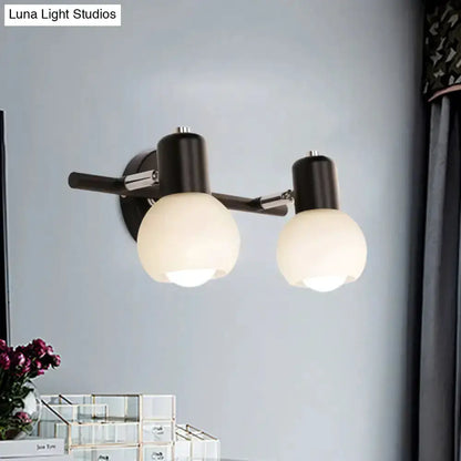 Minimalist Black Linear Wall Lamp with Opal Glass