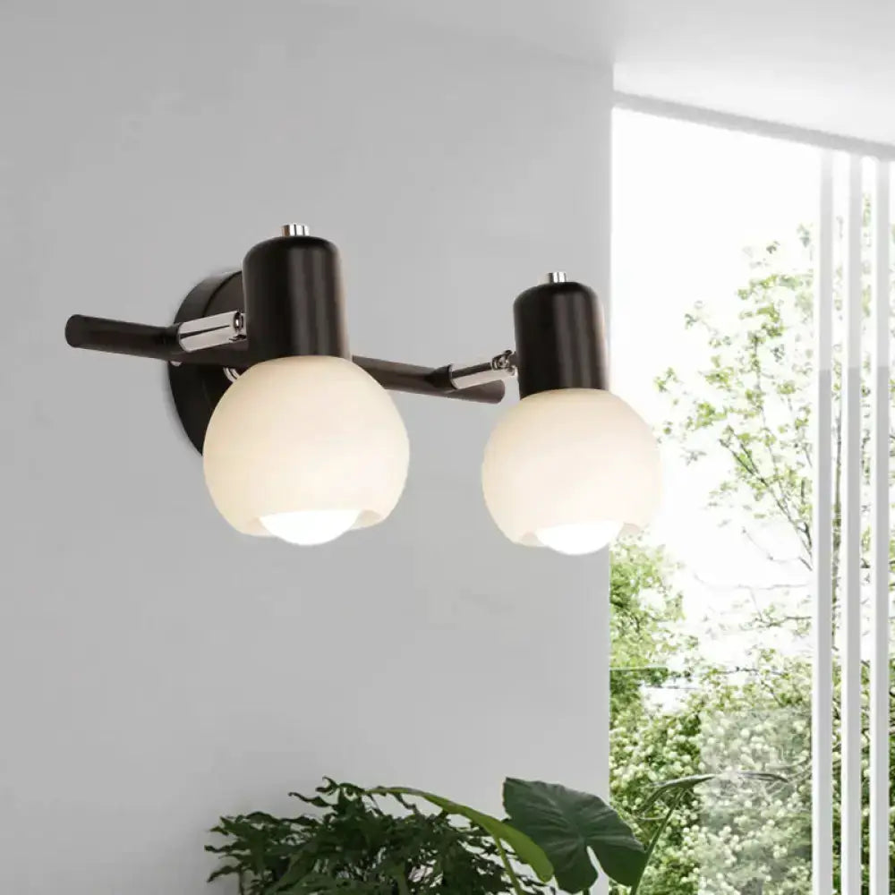 Minimalist Black Linear Wall Lamp with Opal Glass