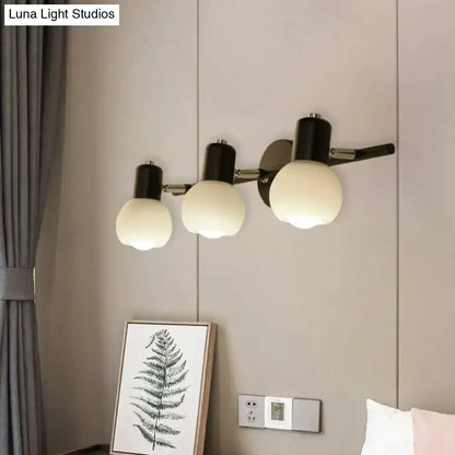 Minimalist Black Linear Wall Lamp with Opal Glass
