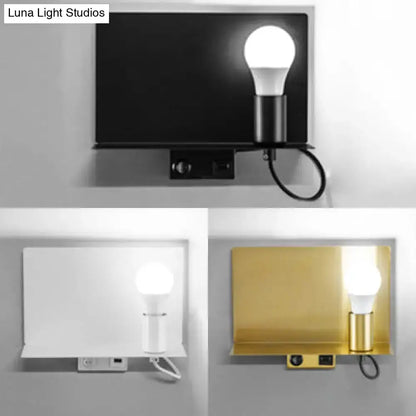 Minimalist black metal wall light with supporter study fixture, shown in 3 color variants on Tampa Home & Garden Store