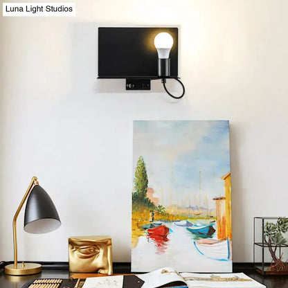 Minimalist black metal wall light with supporter by Decorbites for study spaces on Tampa Home & Garden Store