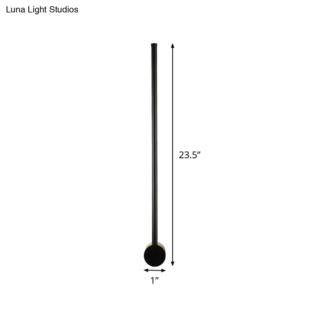 Black Needle Wall Light by Decorbites, slender black metal rod with round base, 23.5in tall on Tampa Home & Garden Store