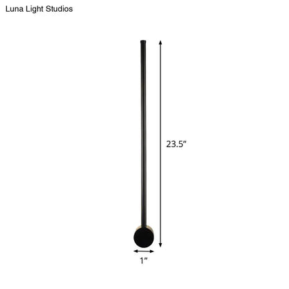 Black Needle Wall Light by Decorbites, slender black metal rod with round base, 23.5in tall on Tampa Home & Garden Store