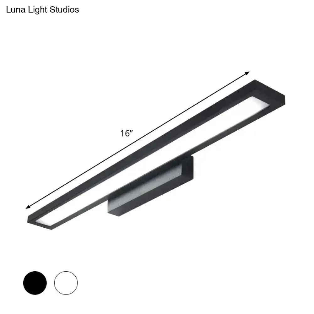 Tube Metal LED Bathroom Vanity Lamp - Minimalist Light Fixture in Black/Silver with Warm/White Light