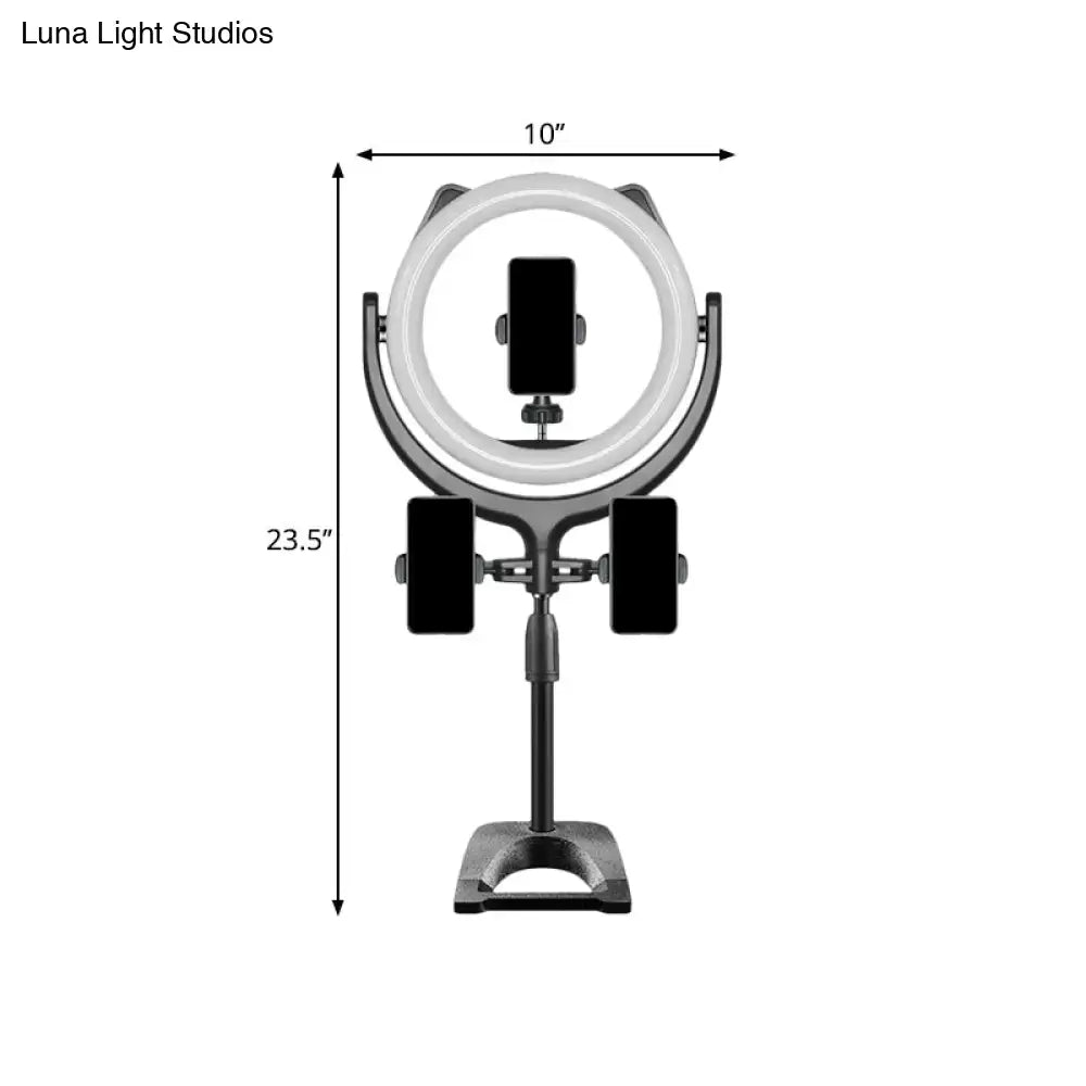 Black Silver Ring Light by Decorbites with 10-inch ring and 23.5-inch stand, phone mount on Tampa Home & Garden Store