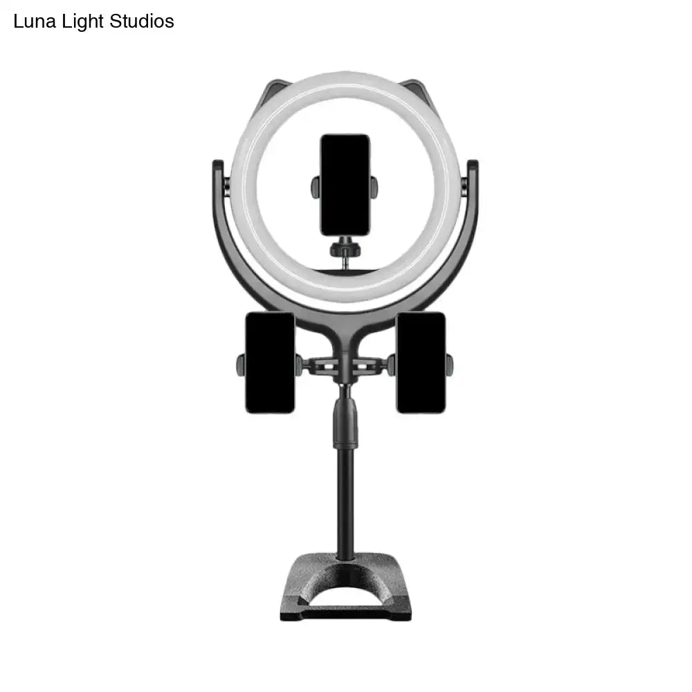 Black Silver Ring Light with phone holder on adjustable tripod stand on Tampa Home & Garden Store