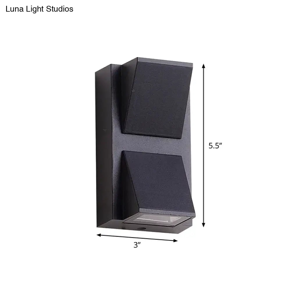 Black triangle wall lamp Decorbites, matte black metal fixture with dual angular shades on Tampa Home & Garden Store