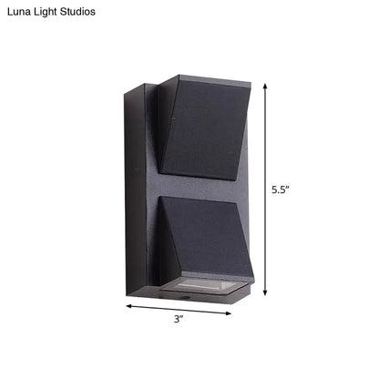 Black triangle wall lamp Decorbites, matte black metal fixture with dual angular shades on Tampa Home & Garden Store
