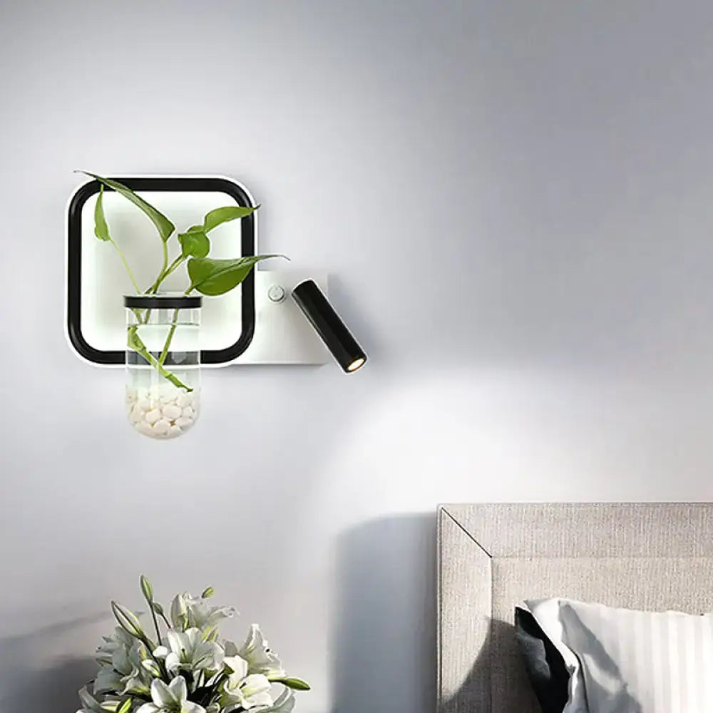 Glass Plant Sconce Light by Decorbites; wall-mounted black square frame with glass planter on Tampa Home & Garden Store