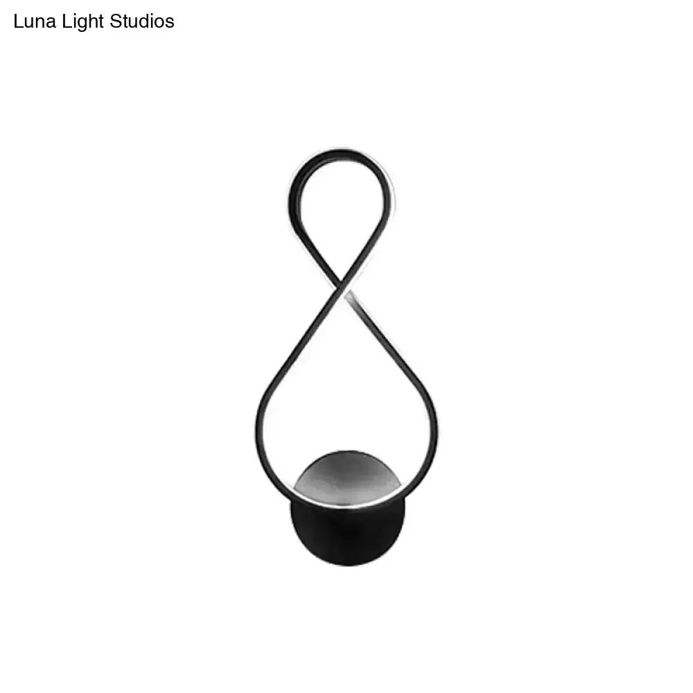 Minimalist black & white acrylic LED wall lamp sconce with looped frame on Tampa Home & Garden Store