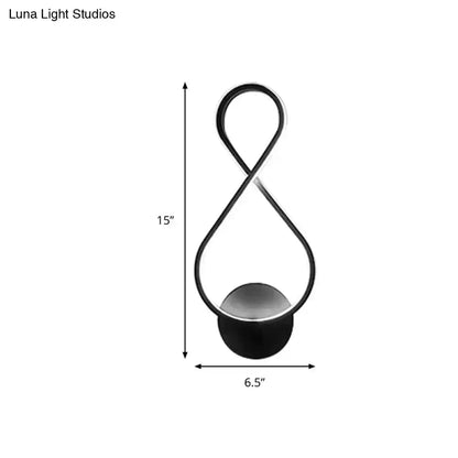 Decorbites minimalist black & white acrylic LED wall lamp sconce with looping metal frame and bowl base, 15in tall on Tampa Home & Garden Store
