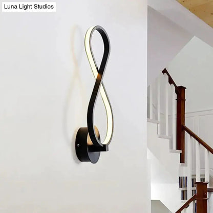 Minimalist black and white acrylic LED wall lamp sconce with loop infinity form, wall mount on Tampa Home & Garden Store