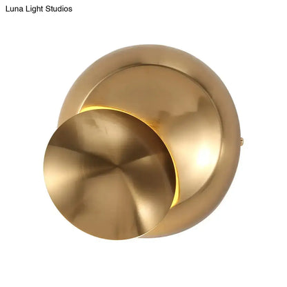 Goldtone brushed brass circular LED stairway wall lamp on Tampa Home & Garden Store